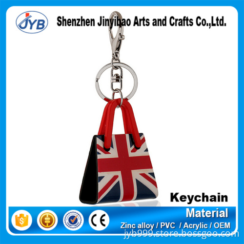 fancy leather custom British flag England souenir hangbag shape keychain